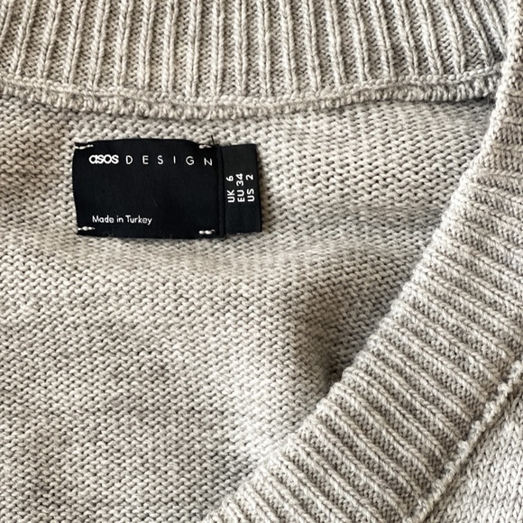 ASOS Design Knitted Gray Tie Waist Mini Dress - Picture 6 of 6